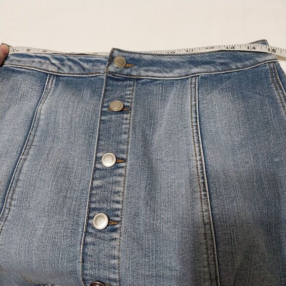 Faded Glory skirt Womens 6 blue denim button front mini panel Hippie Y2K Retro - Picture 4 of 5